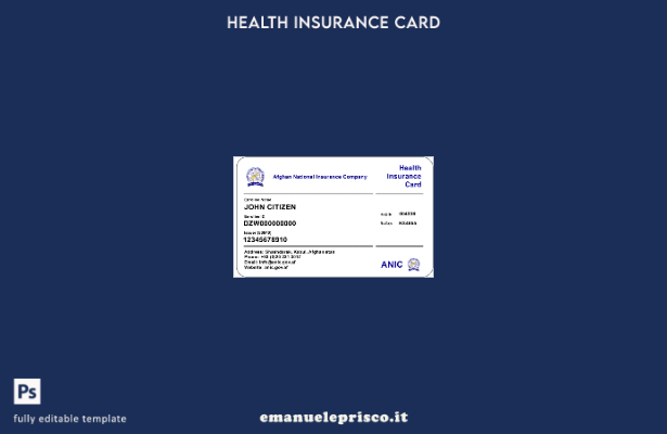 stile verificato Modello di tessera di assicurazione sanitaria della compagnia d
